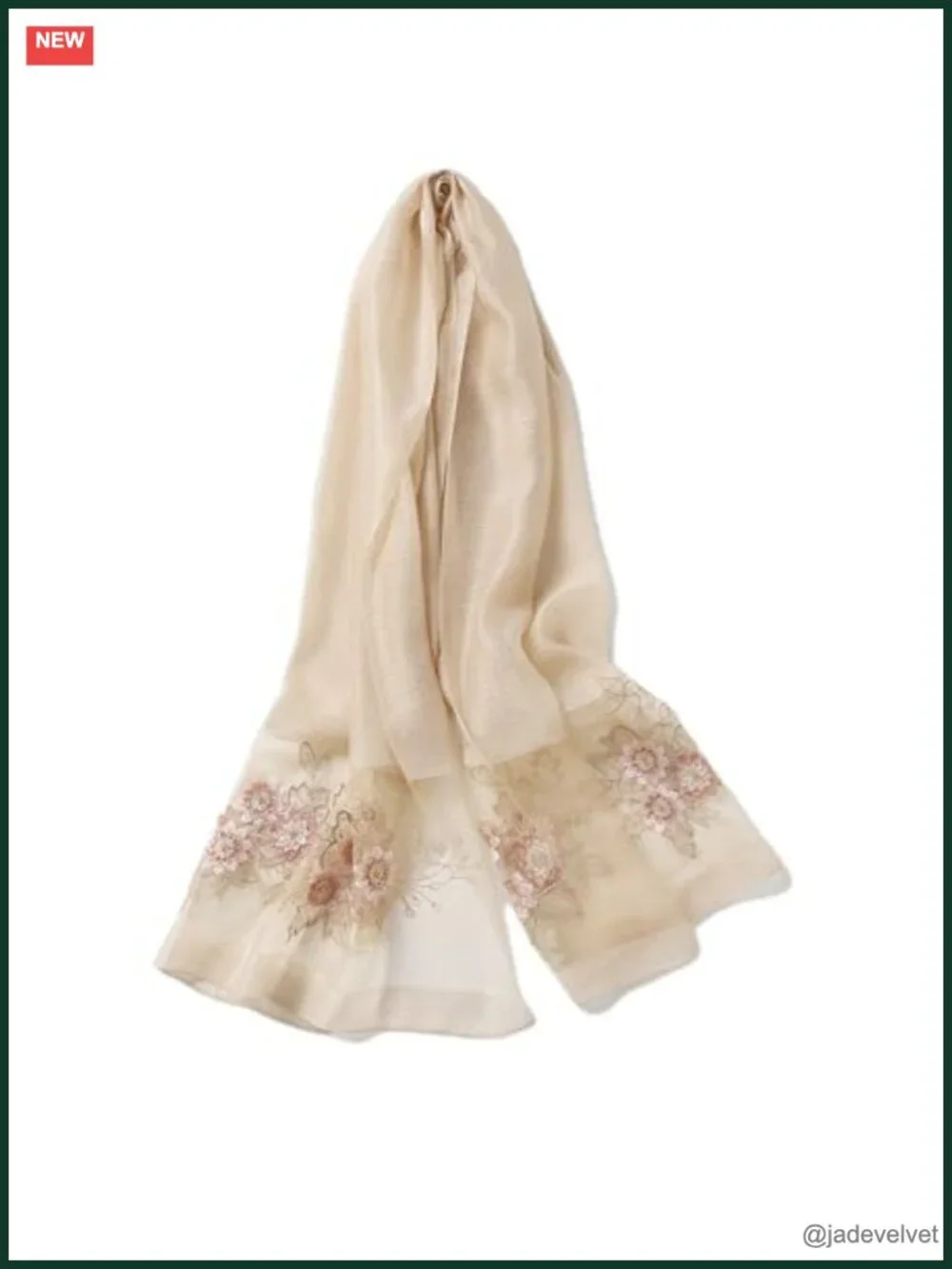 Silk Blend Floral Embroidered Shawl, Lightweight Wrap for Parties